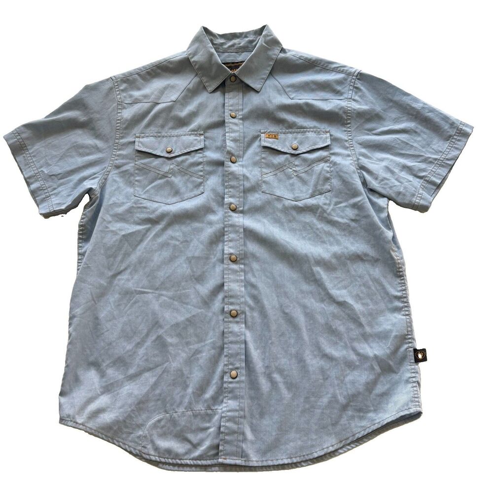 Howler Brothers Pearl Snap H Bar B Mens Sz Small Blue Western Chambray Denim